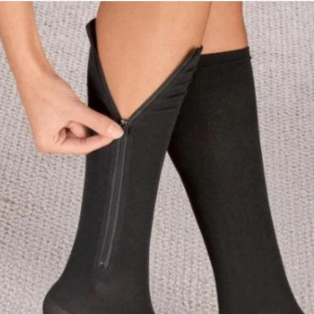 Zipper UNISEX Compression Socks  - Zip Up Support Stockings ~ Easy to Wear!